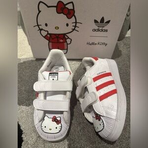 Adidas x Hello Kitty Sanrio New 7c Superstar CF Velcro Shell Toe Shoes Red White